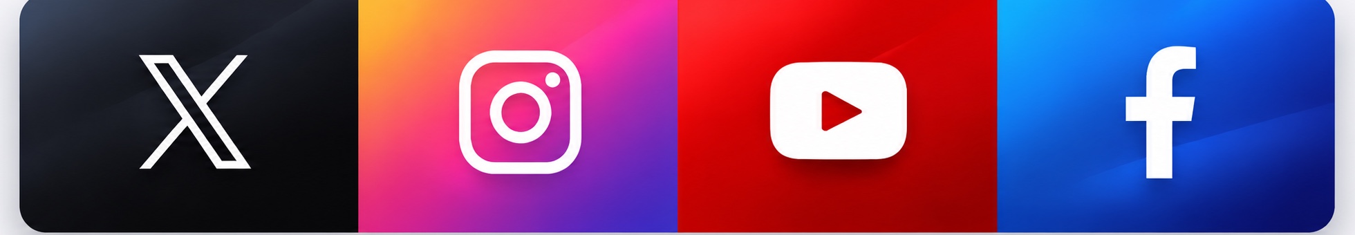 X · Instagram · YouTube · Facebook